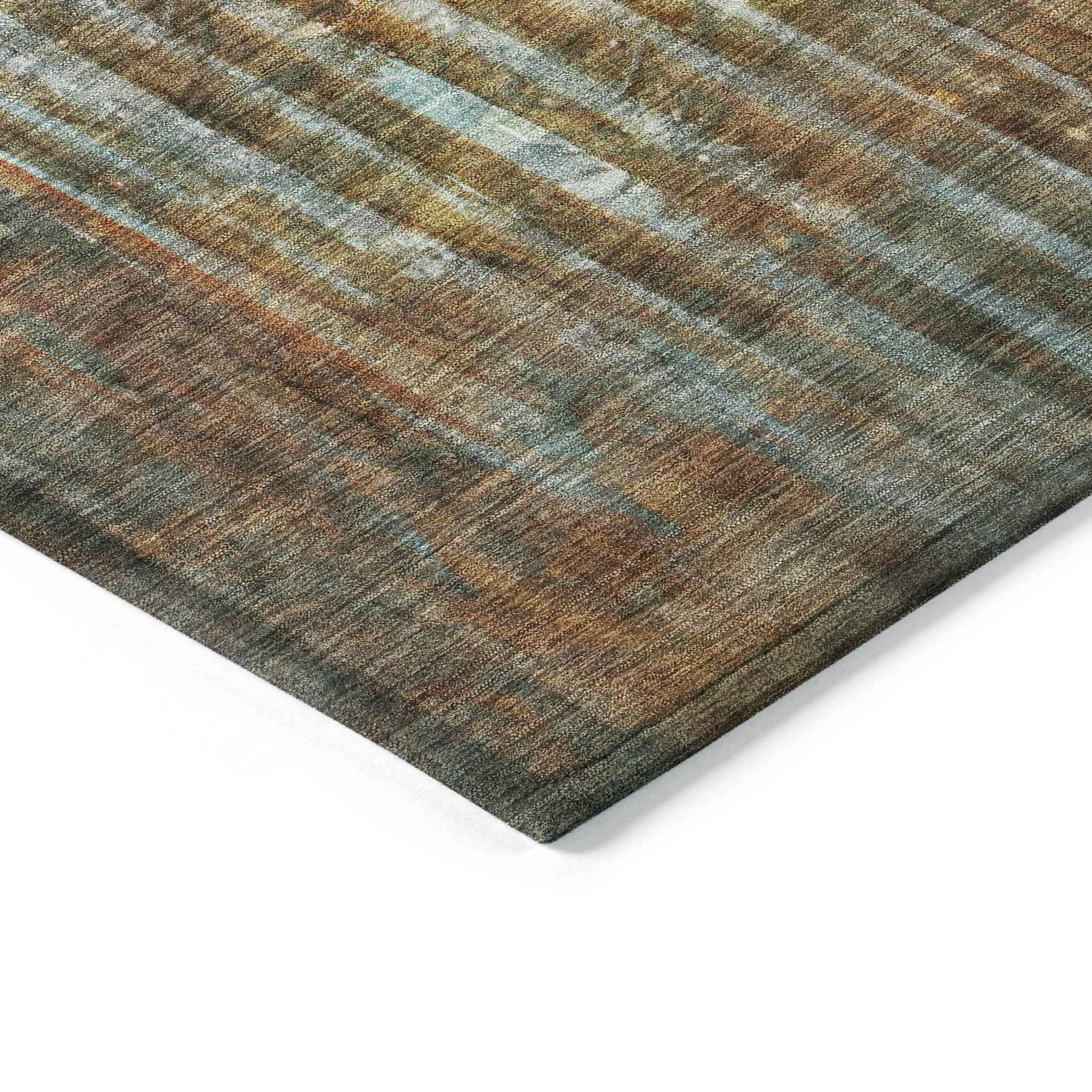 10' X 14' Rust Gray And Blue Abstract Washable Indoor Outdoor Area Rug