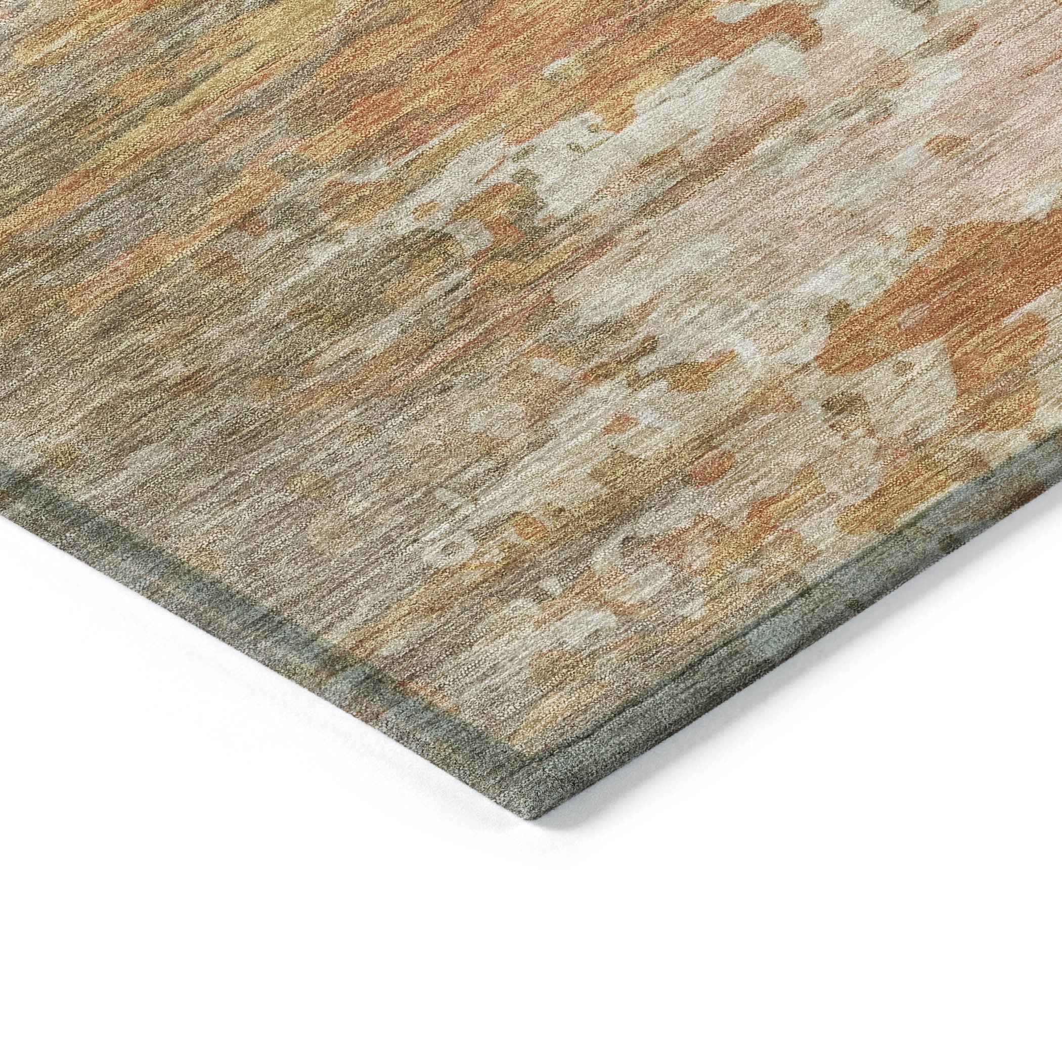 8' Khaki And Beige Round Abstract Washable Indoor Outdoor Area Rug