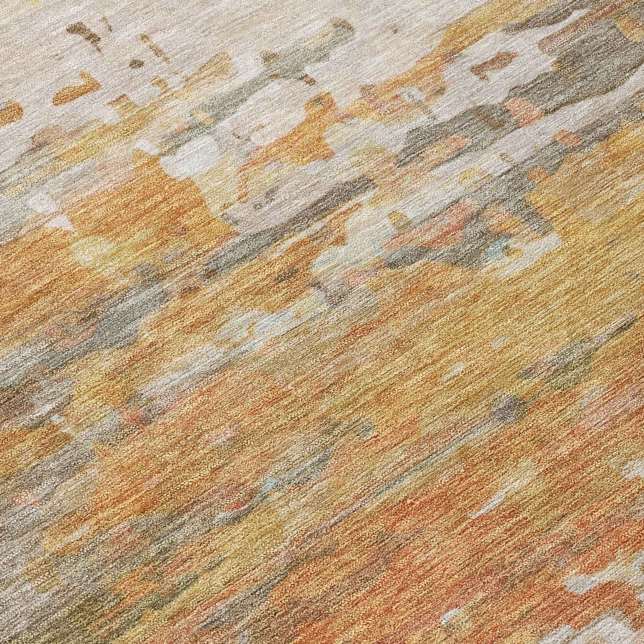 8' Khaki And Beige Round Abstract Washable Indoor Outdoor Area Rug