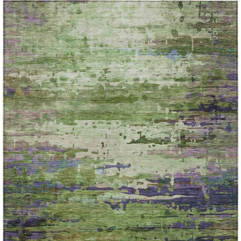9' X 12' Green Lavender And Purple Abstract Washable Indoor Outdoor Area Rug