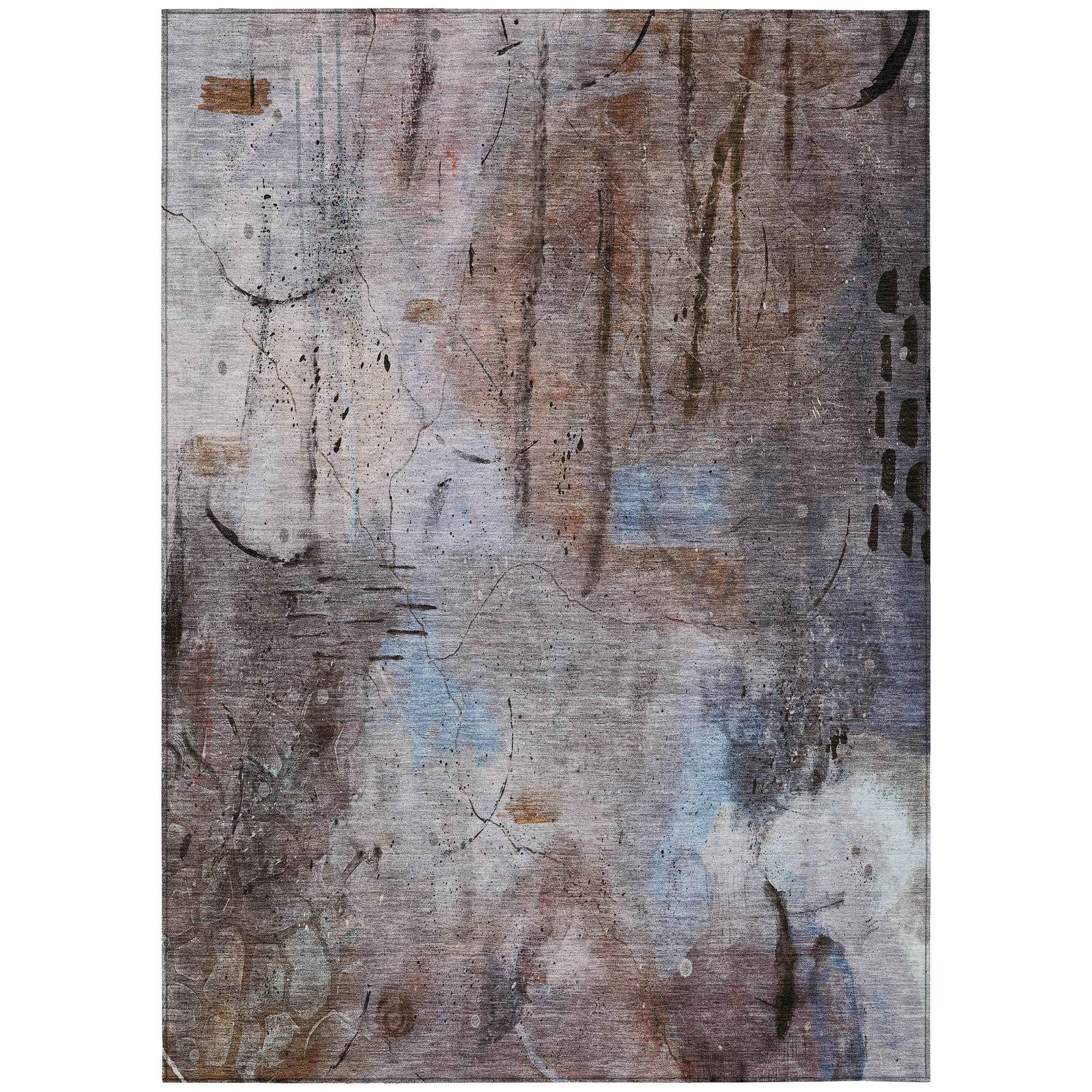 8' X 10' Taupe And Brown Abstract Washable Indoor Outdoor Area Rug