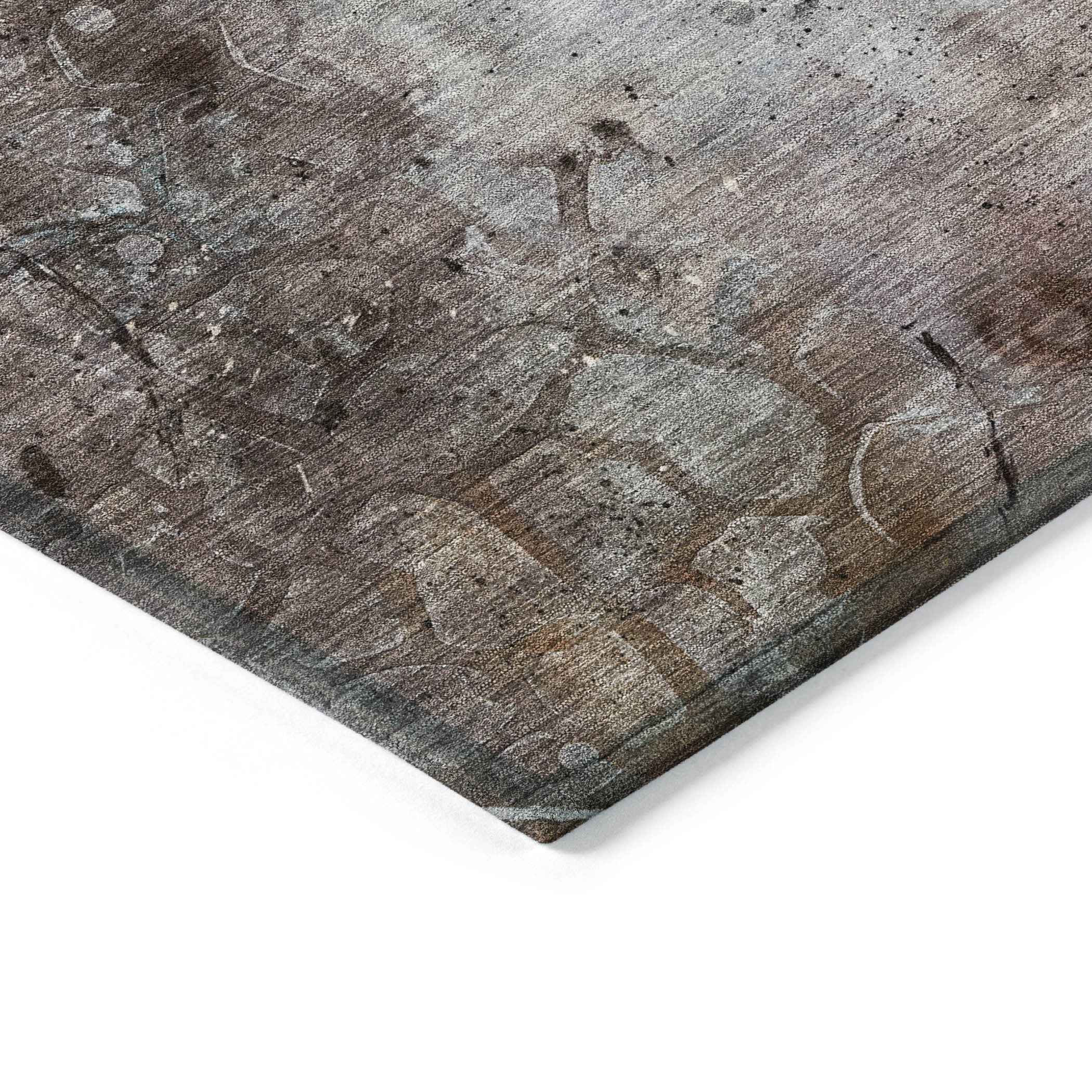 8' X 10' Taupe And Brown Abstract Washable Indoor Outdoor Area Rug
