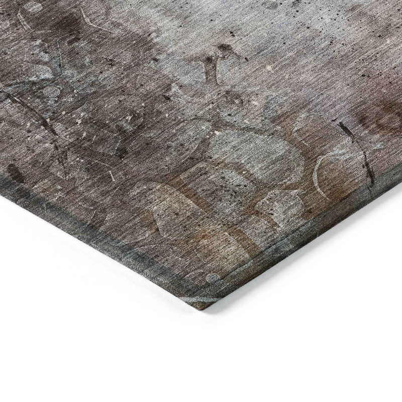5' X 8' Taupe And Brown Abstract Washable Indoor Outdoor Area Rug
