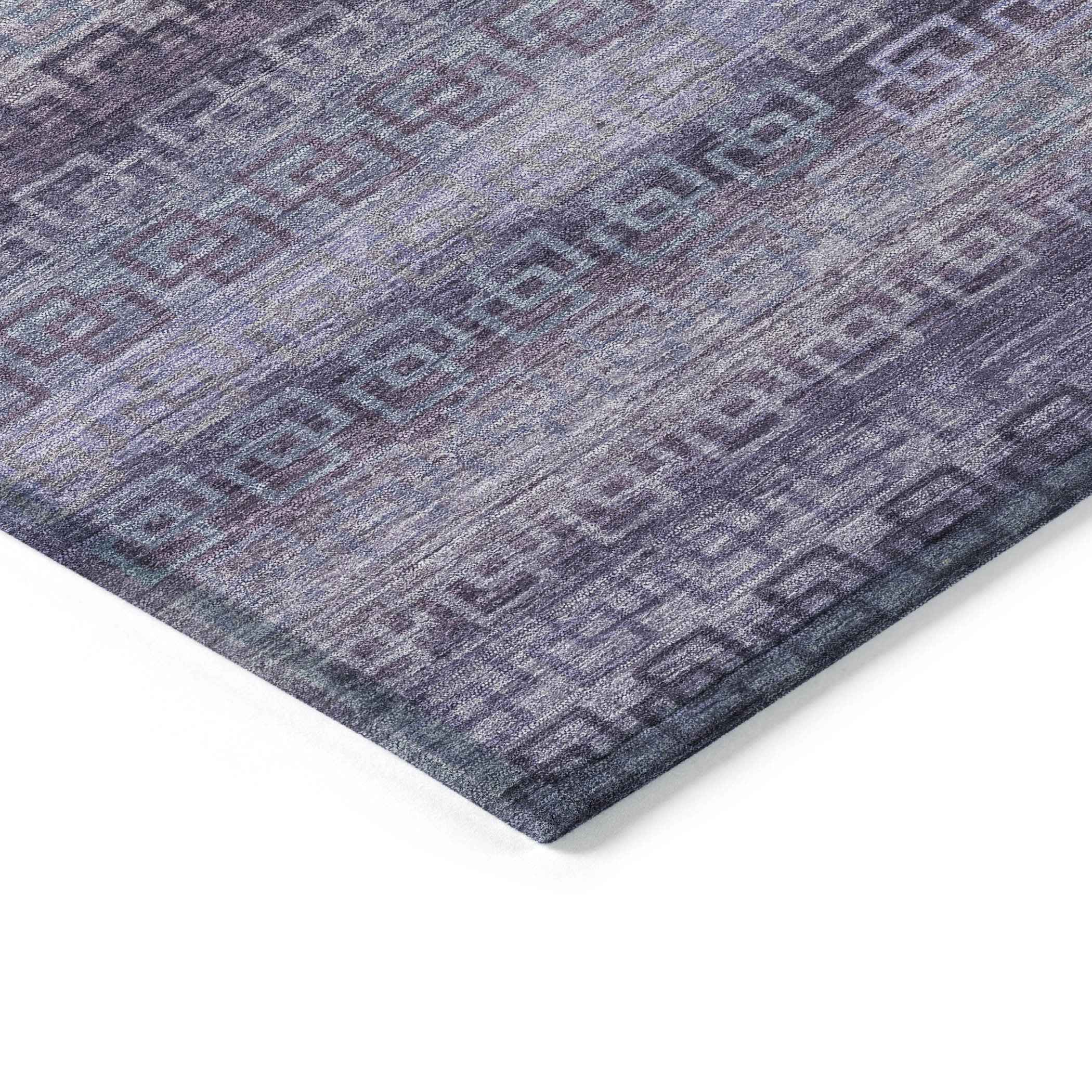 5' X 8' Plum And Lavender Striped Washable Indoor Outdoor Area Rug