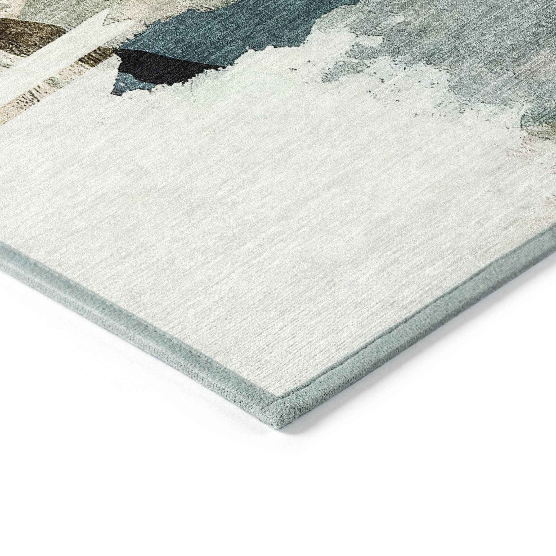 8' Green And Ivory Round Abstract Washable Indoor Outdoor Area Rug