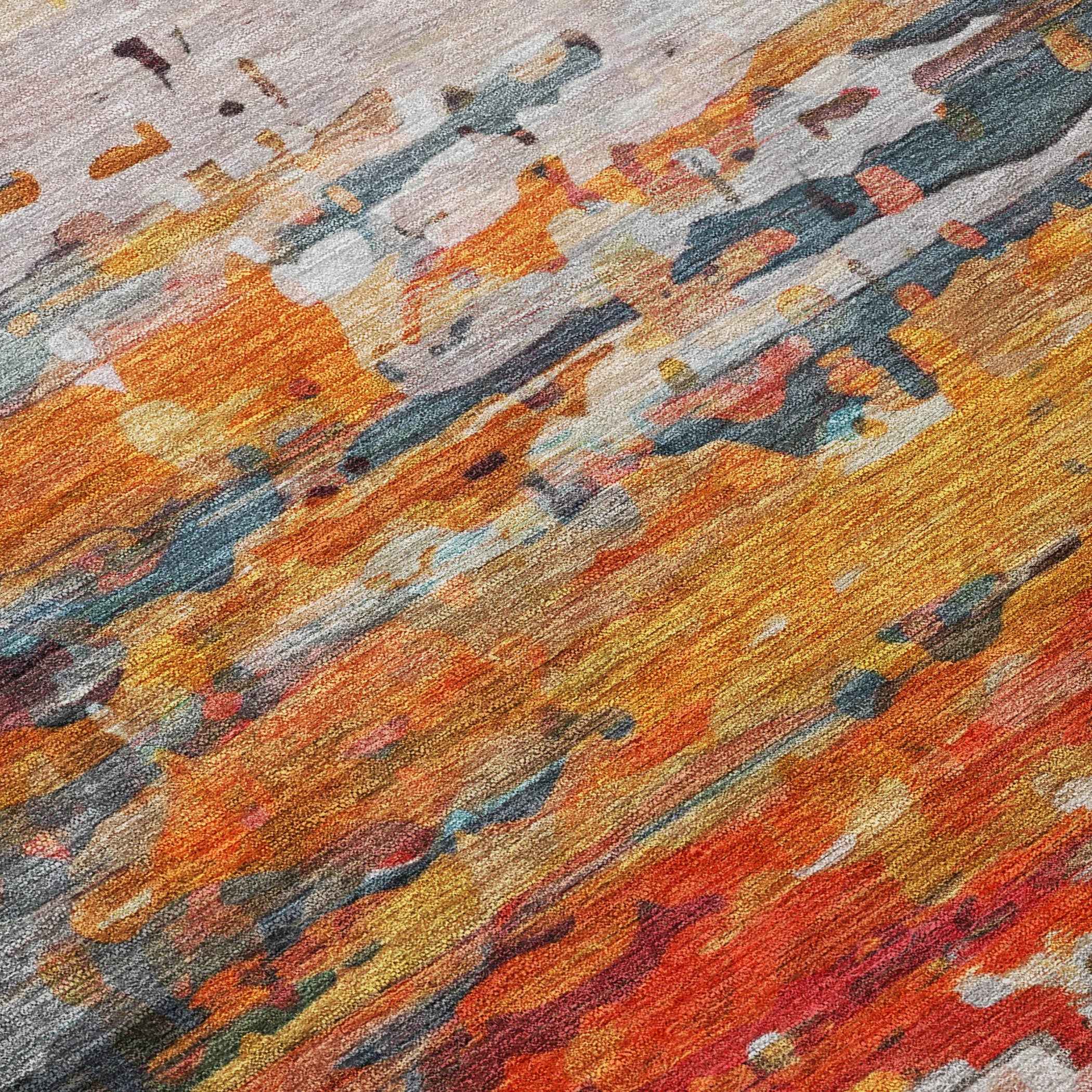 10' X 14' Terra Cotta And Beige Abstract Washable Indoor Outdoor Area Rug