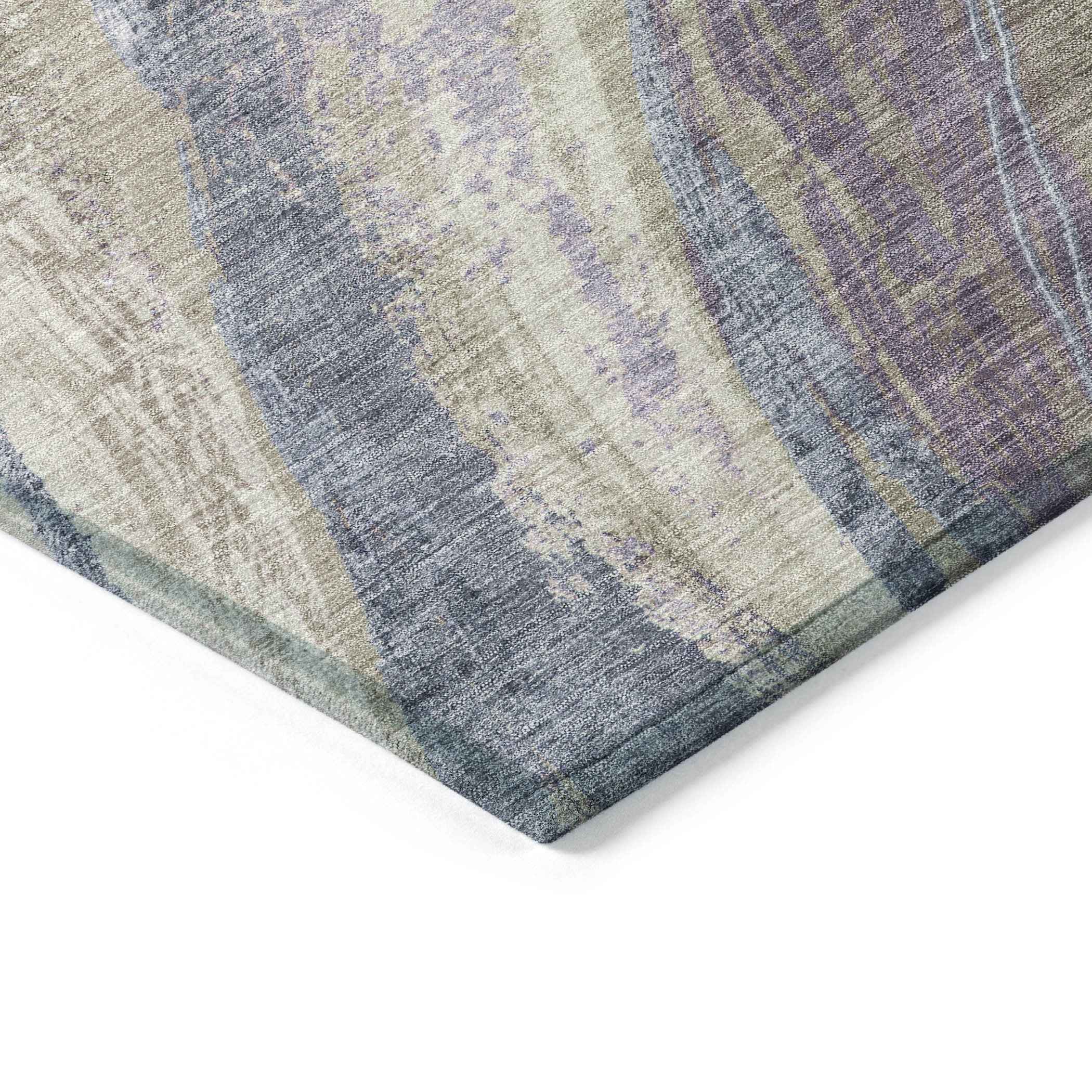 8' X 10' Brown Taupe And Purple Abstract Washable Indoor Outdoor Area Rug