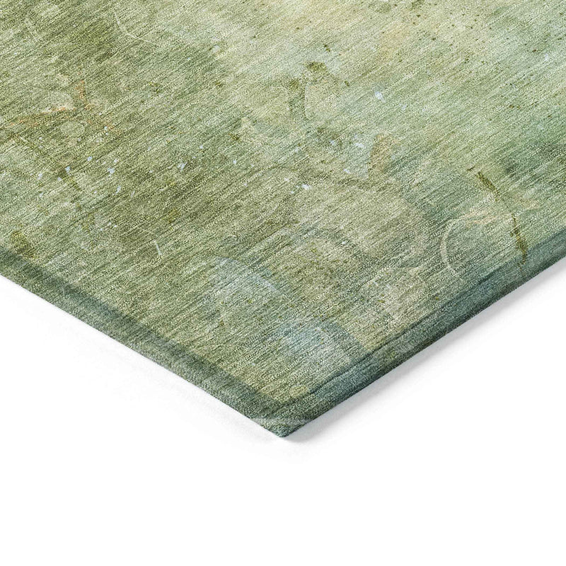 3' X 5' Sage And Gold Abstract Washable Indoor Outdoor Area Rug
