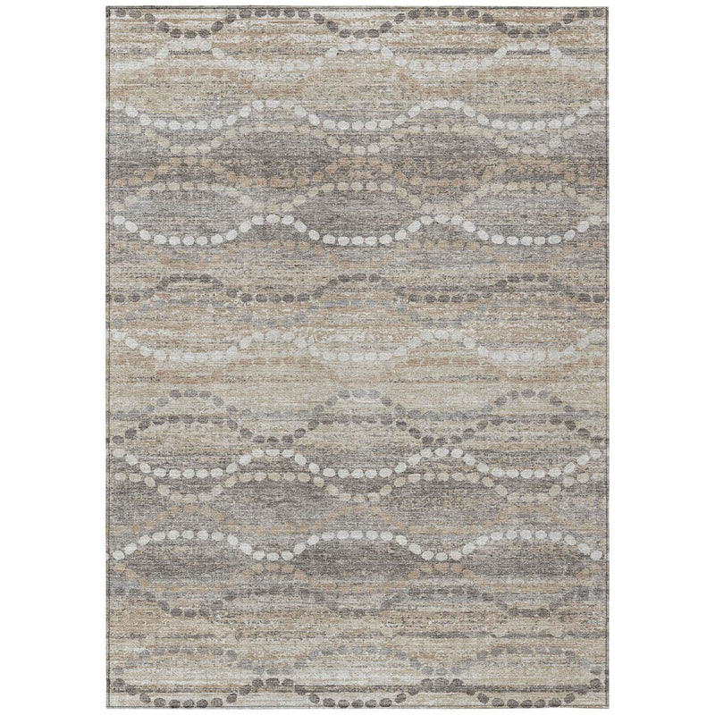 8' X 10' Beige And Gray Ogee Washable Indoor Outdoor Area Rug
