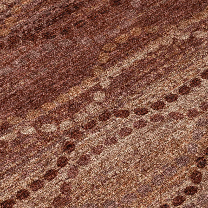 8' Rust And Copper Round Ogee Washable Indoor Outdoor Area Rug