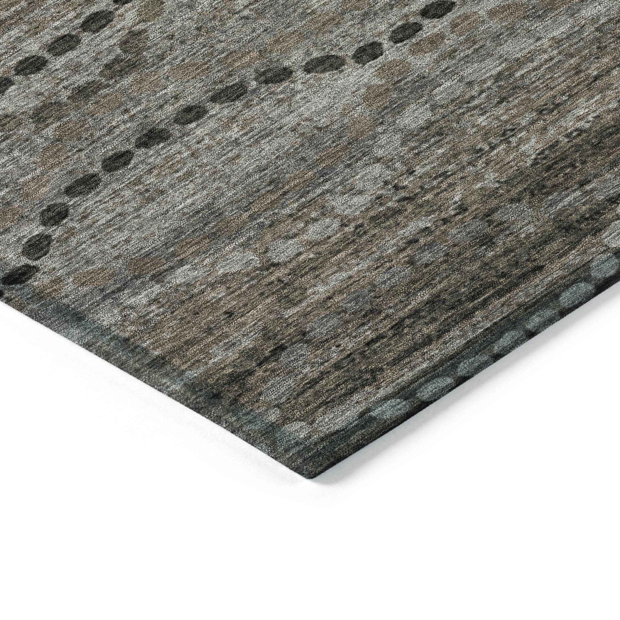 3' X 5' Chocolate And Gray Ogee Washable Indoor Outdoor Area Rug
