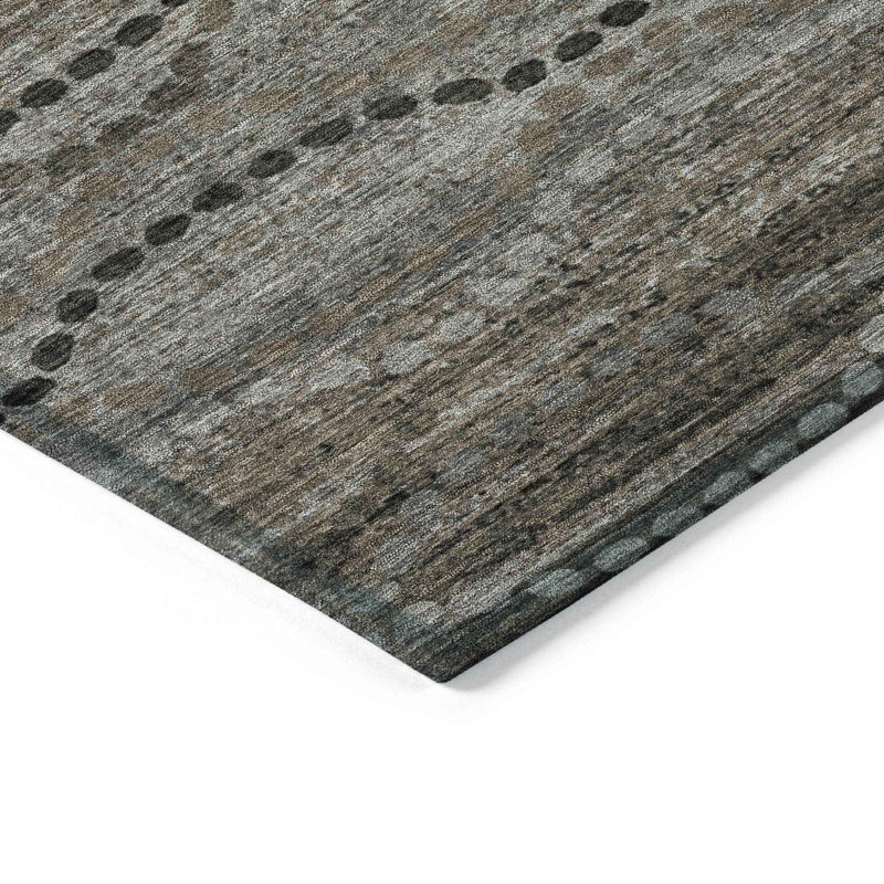 3' X 5' Chocolate And Gray Ogee Washable Indoor Outdoor Area Rug
