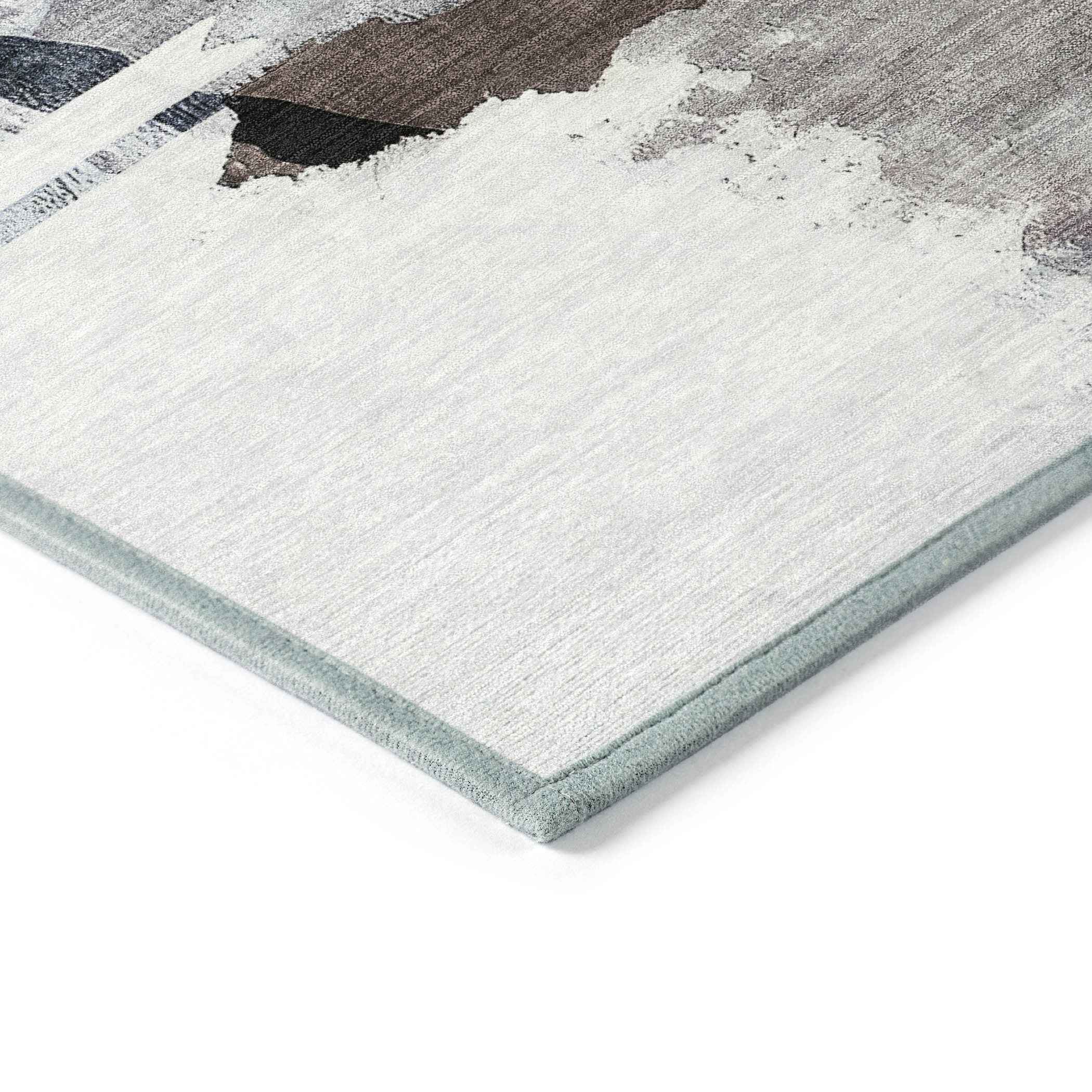 8' Brown And Ivory Round Abstract Washable Indoor Outdoor Area Rug