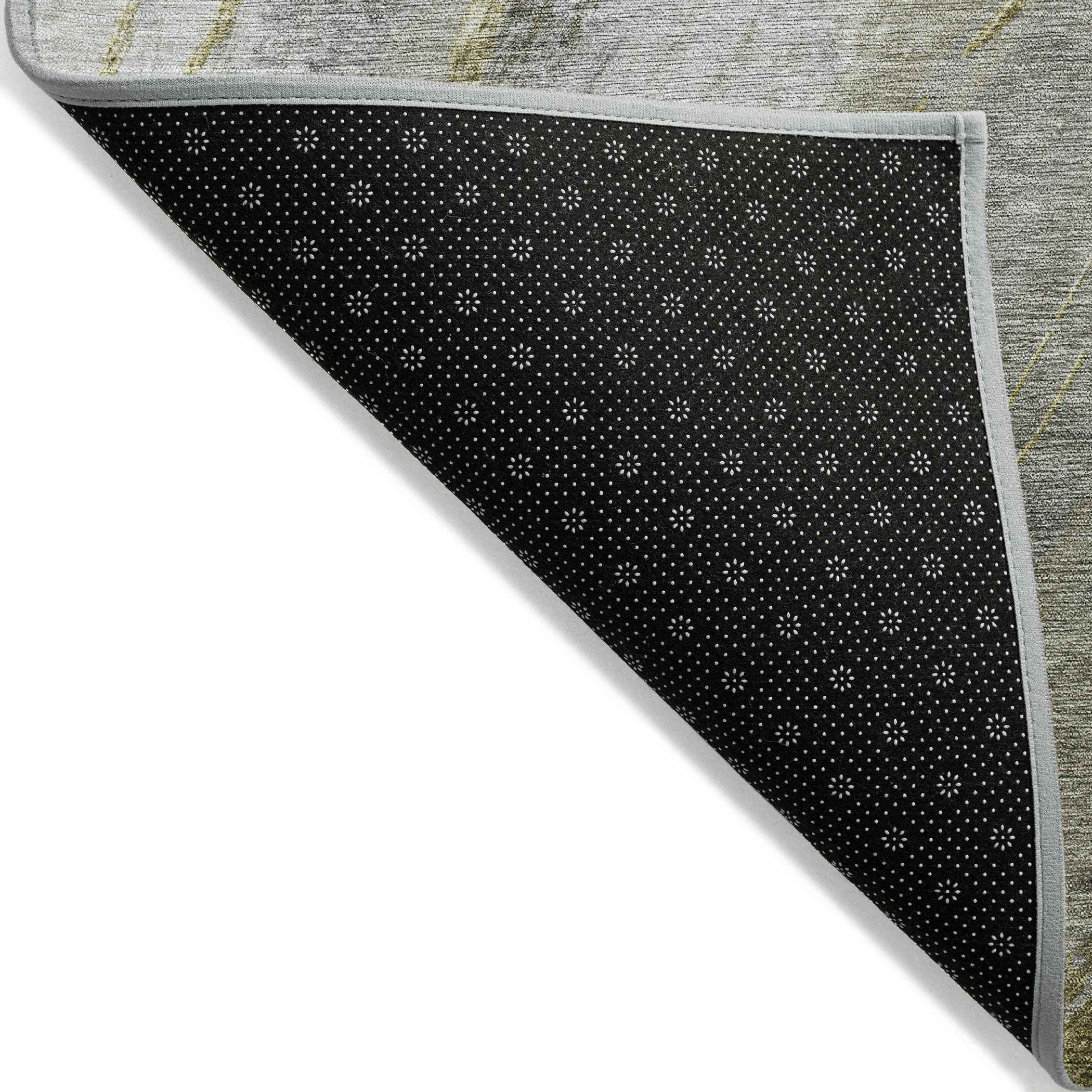 8' Pewter And Gray Round Abstract Washable Indoor Outdoor Area Rug