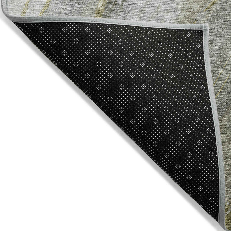 8' Pewter And Gray Round Abstract Washable Indoor Outdoor Area Rug