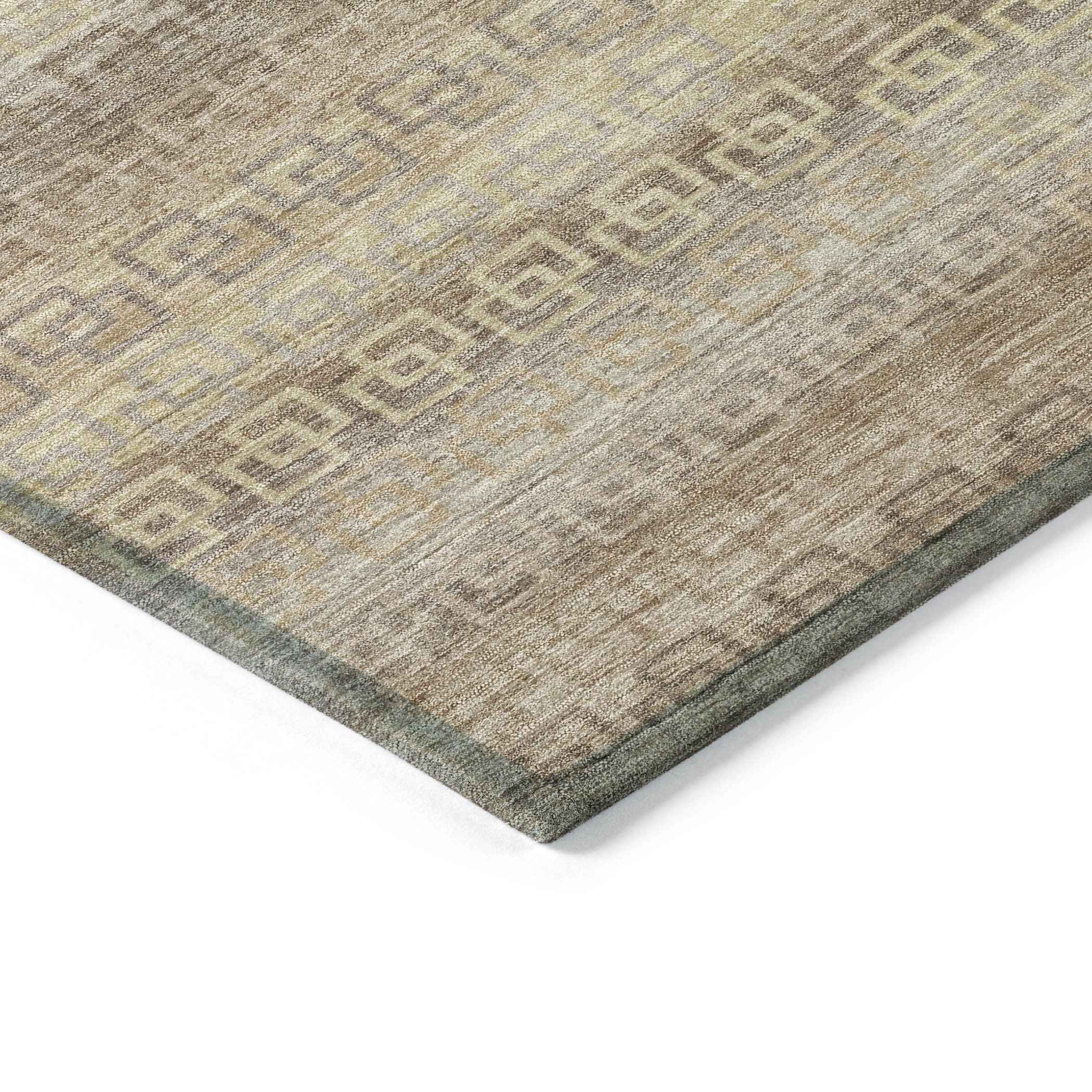 3' X 5' Beige And Wheat Striped Washable Indoor Outdoor Area Rug