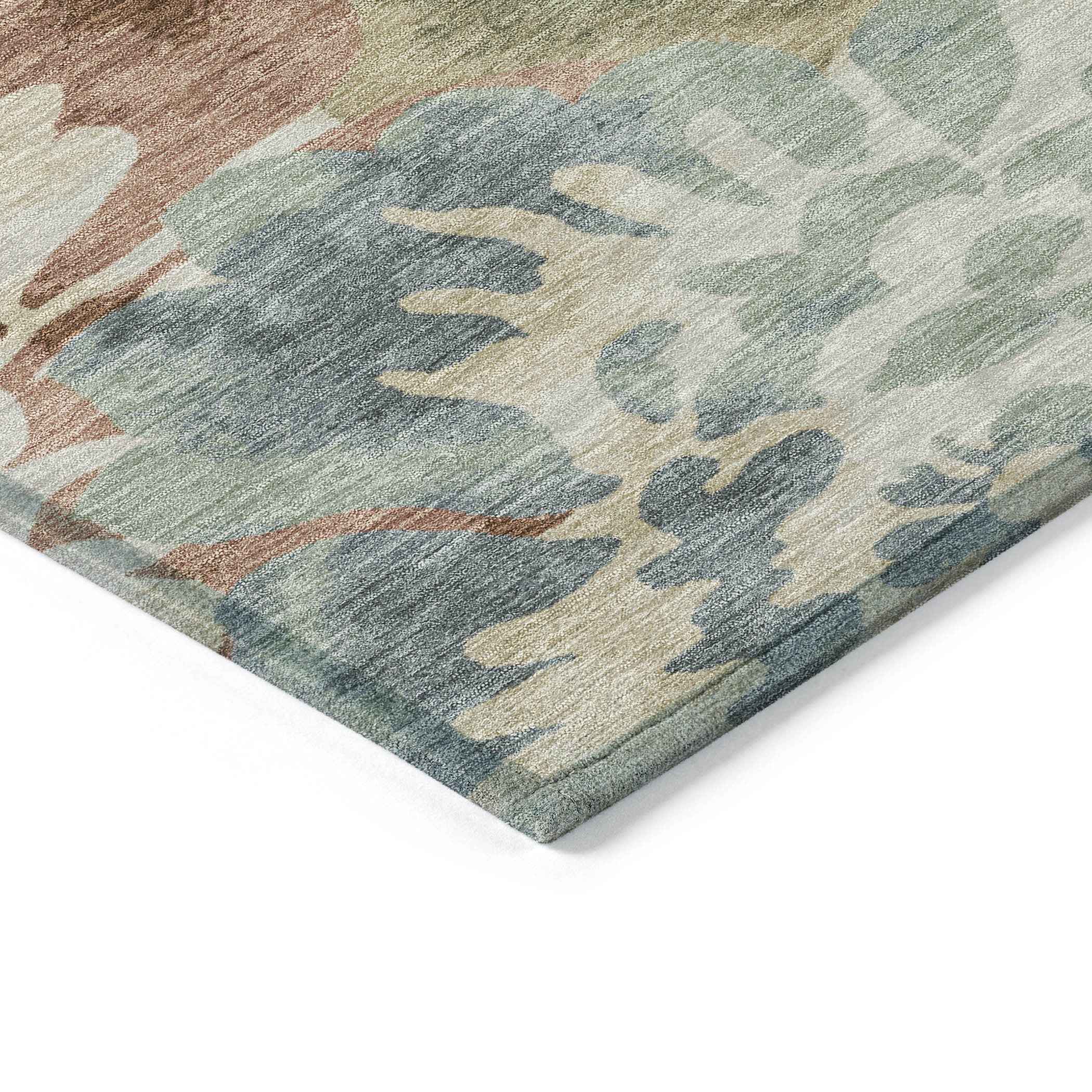 8' Rust And Beige Round Floral Washable Indoor Outdoor Area Rug