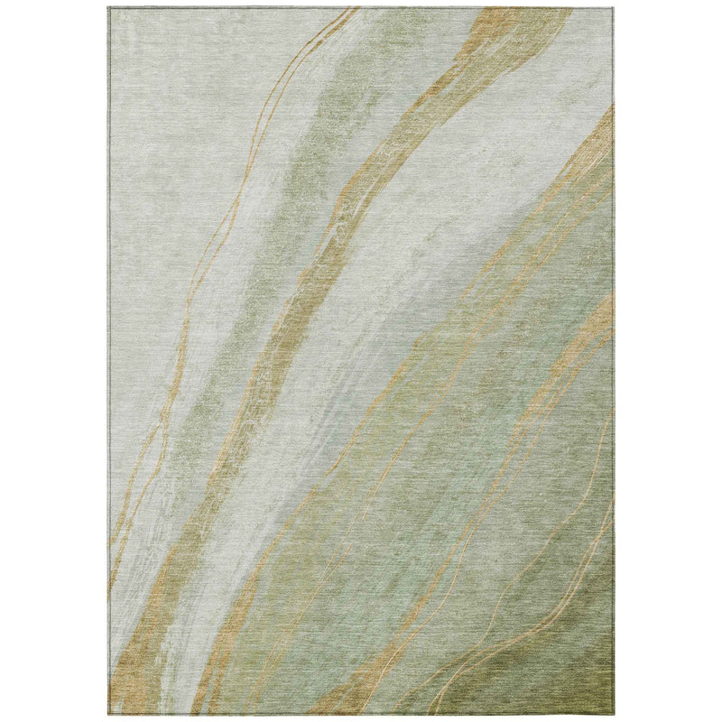5' X 8' Sage And Copper Abstract Washable Indoor Outdoor Area Rug