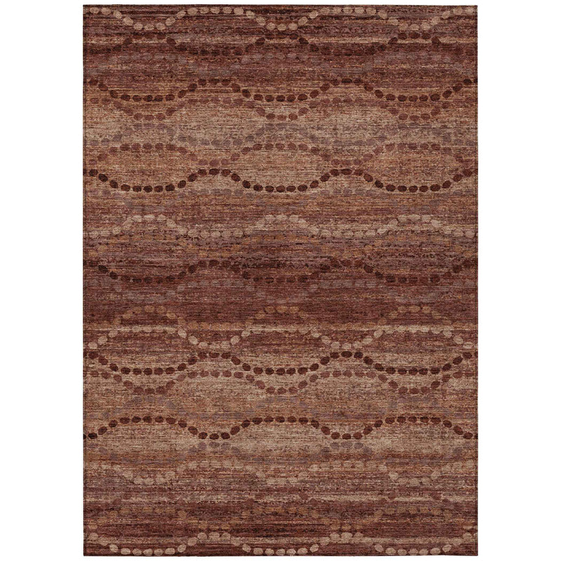 9' X 12' Rust And Copper Ogee Washable Indoor Outdoor Area Rug