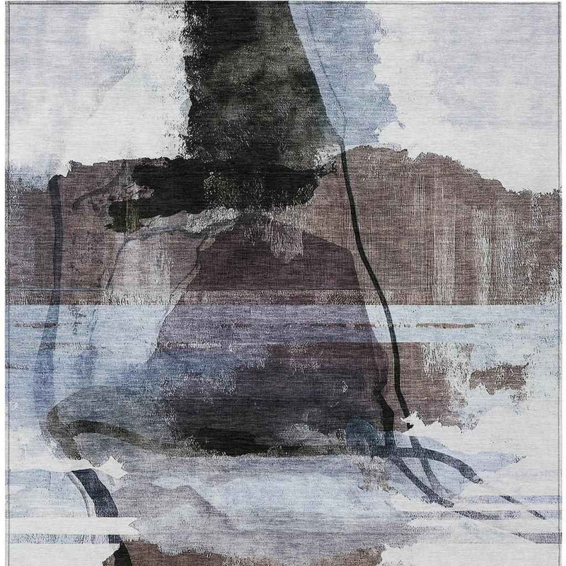 8' X 10' Brown And Ivory Abstract Washable Indoor Outdoor Area Rug