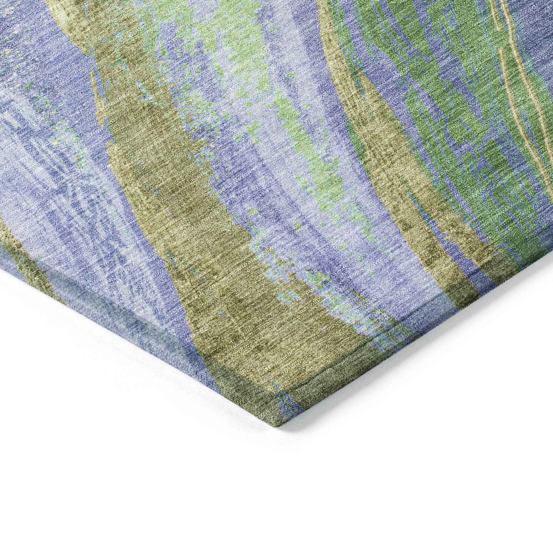 3' X 5' Purple Green And Gold Abstract Washable Indoor Outdoor Area Rug