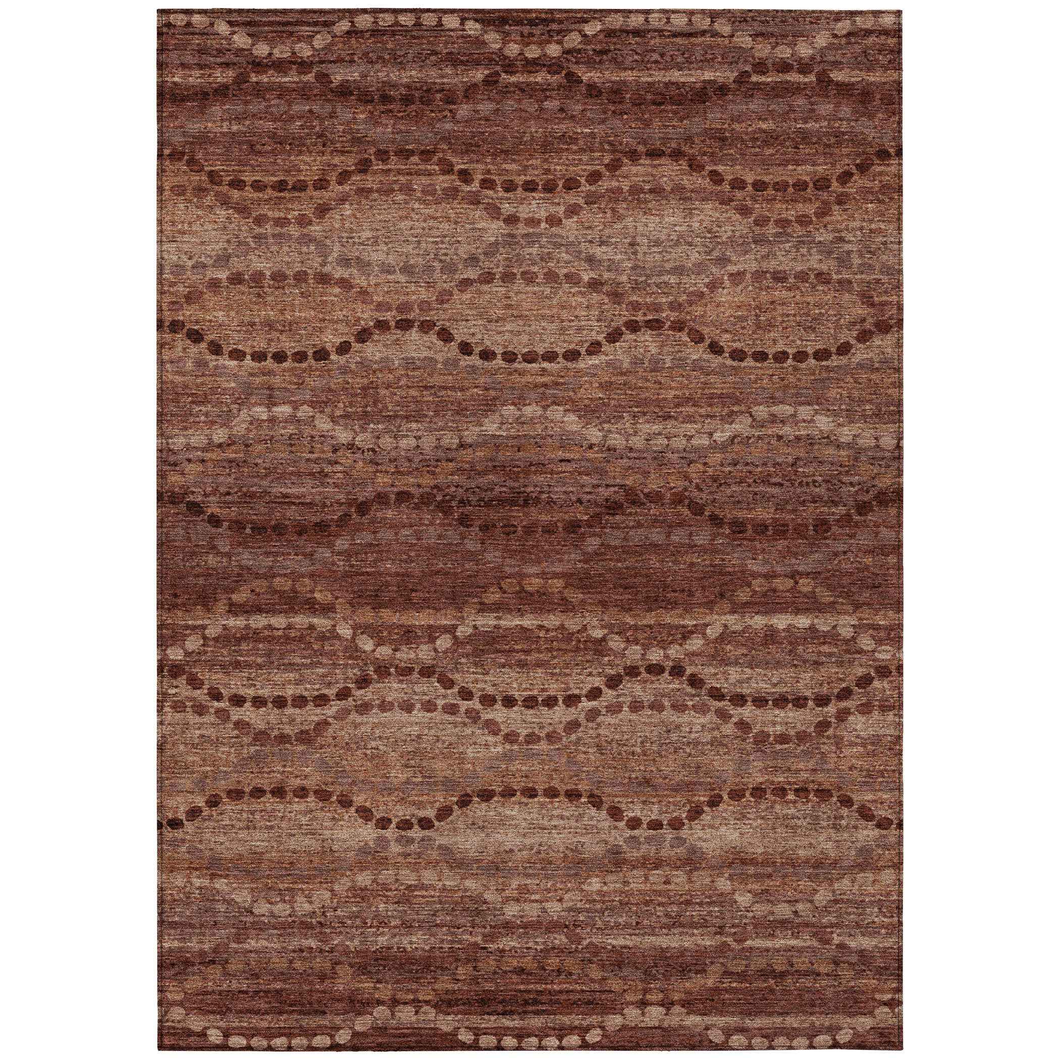 3' X 5' Rust And Copper Ogee Washable Indoor Outdoor Area Rug