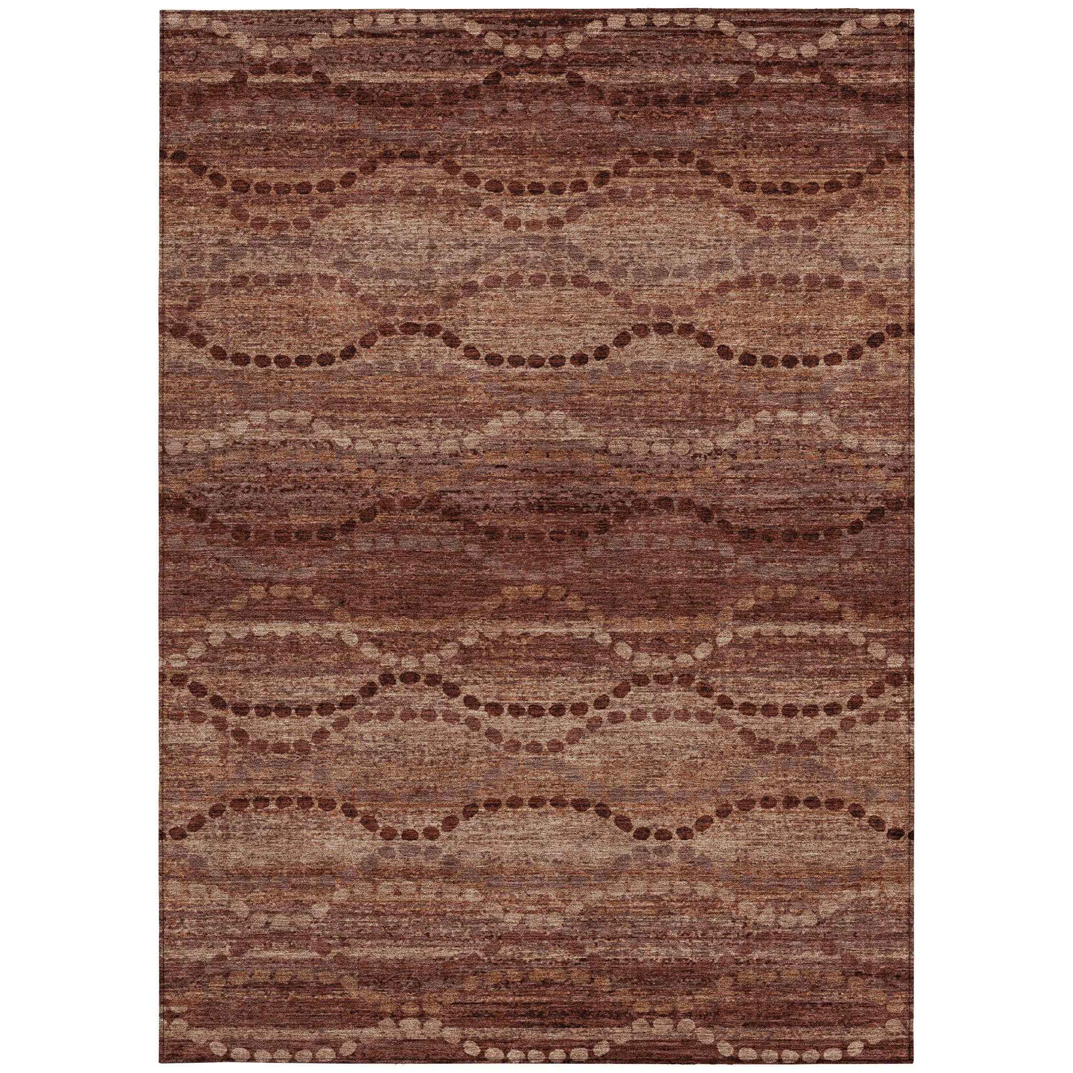 3' X 5' Rust And Copper Ogee Washable Indoor Outdoor Area Rug