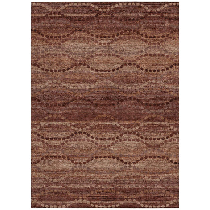 3' X 5' Rust And Copper Ogee Washable Indoor Outdoor Area Rug