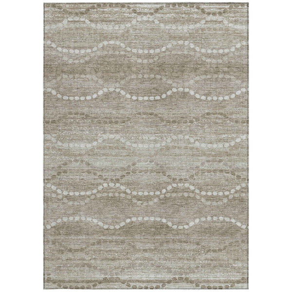 5' X 8' Khaki And Ivory Ogee Washable Indoor Outdoor Area Rug