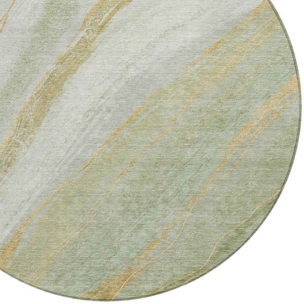 8' Sage And Copper Round Abstract Washable Indoor Outdoor Area Rug
