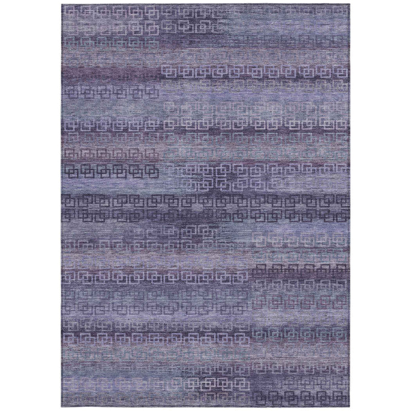 3' X 5' Plum And Lavender Striped Washable Indoor Outdoor Area Rug