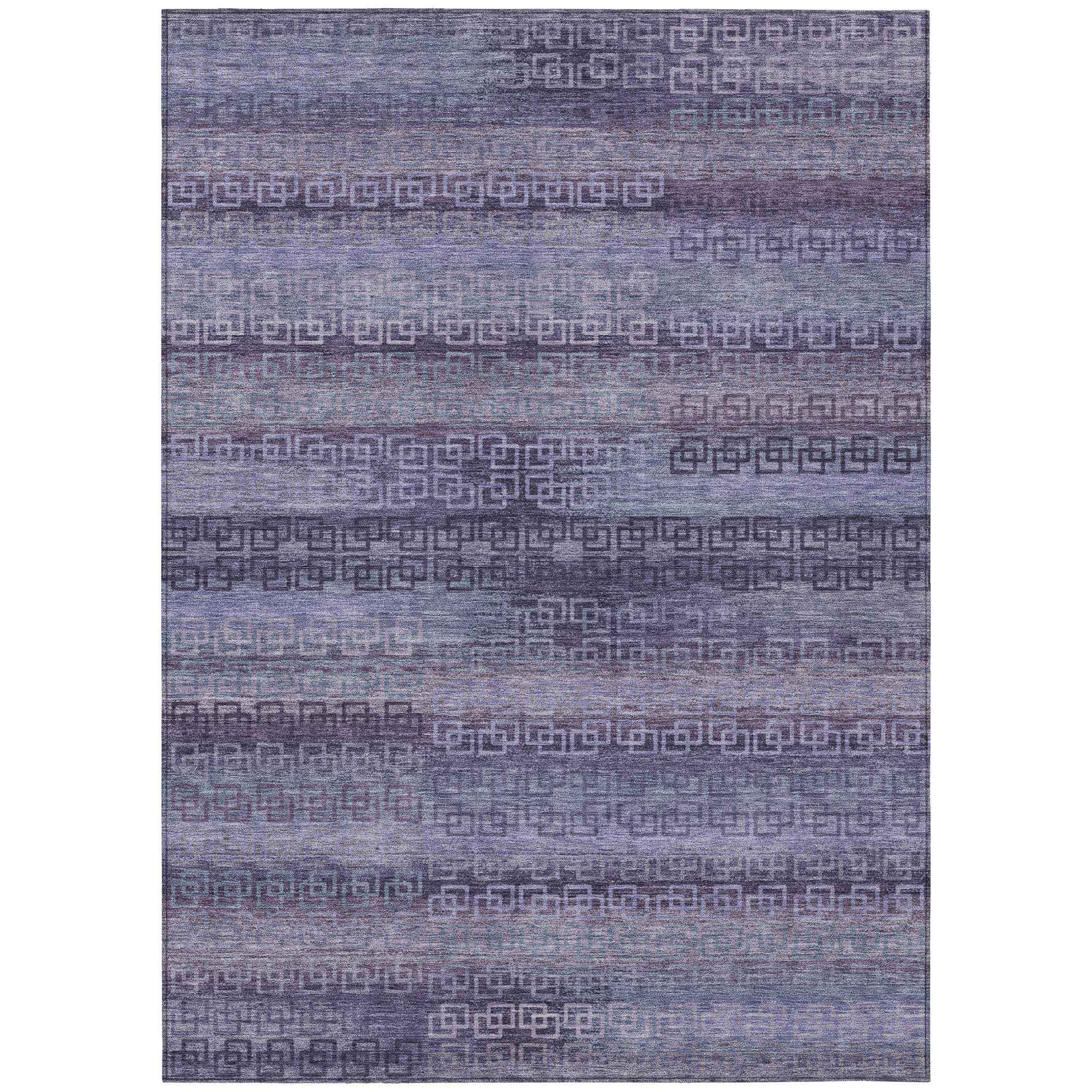3' X 5' Plum And Lavender Striped Washable Indoor Outdoor Area Rug