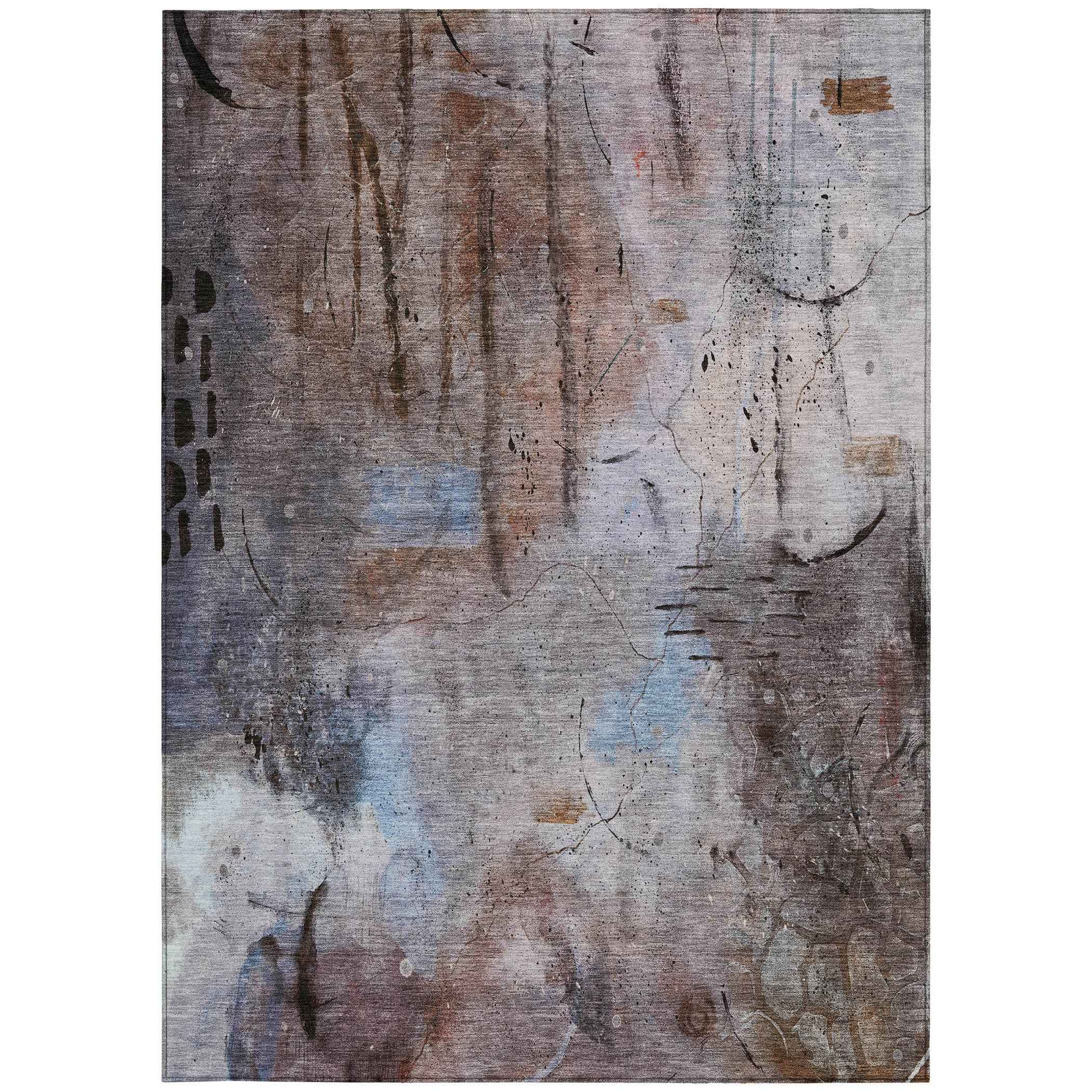 3' X 5' Taupe And Brown Abstract Washable Indoor Outdoor Area Rug