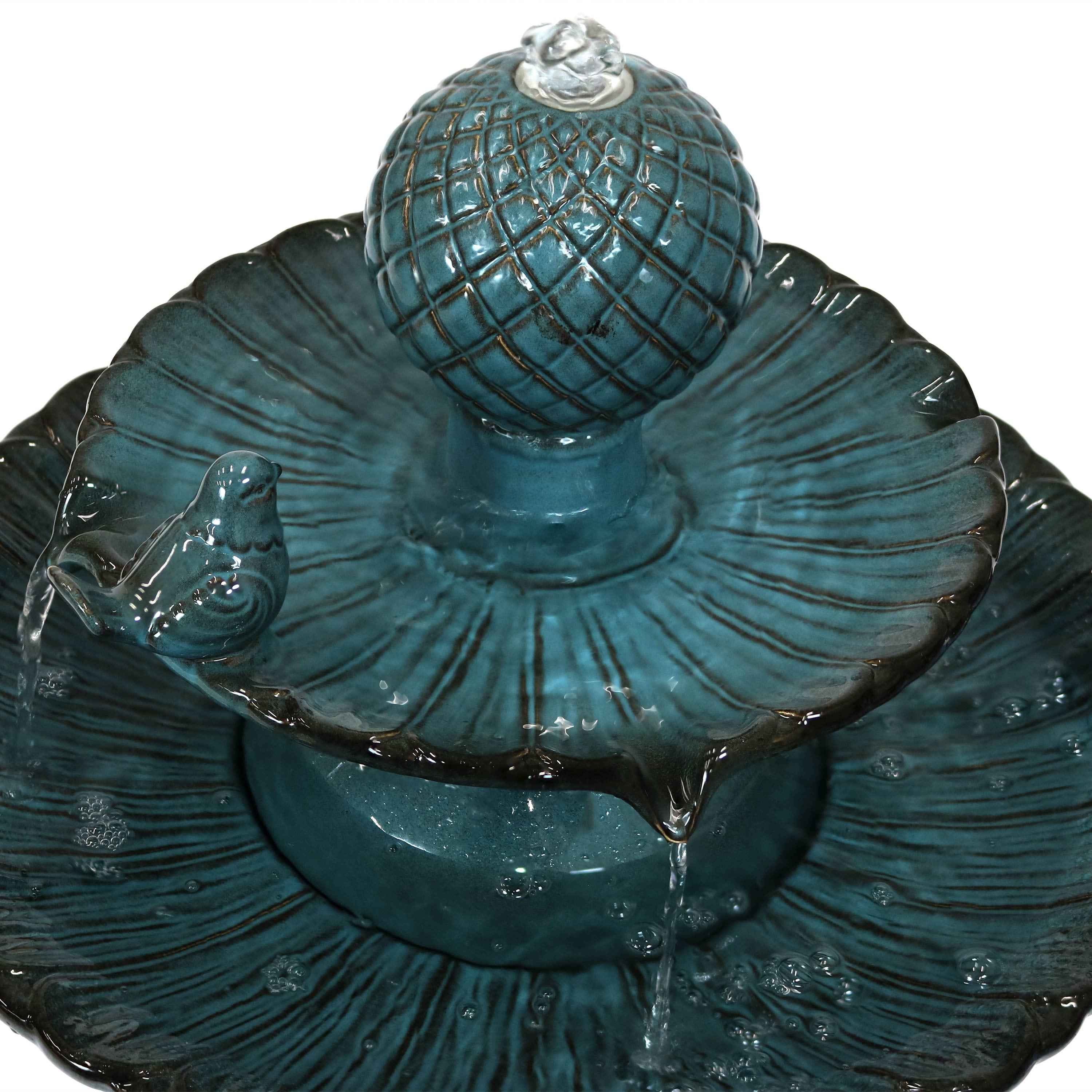 27" Teal Blue Ceramic Birds Garden Art