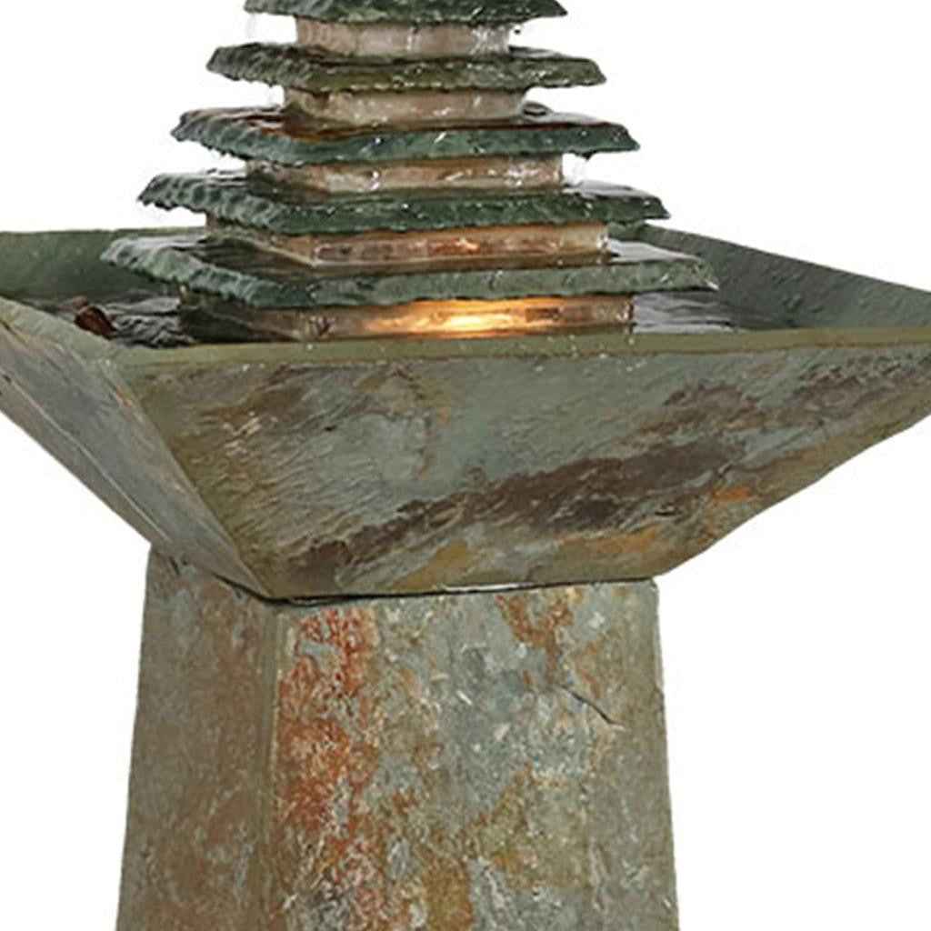 41" Gray Stone LED lights Garden Art