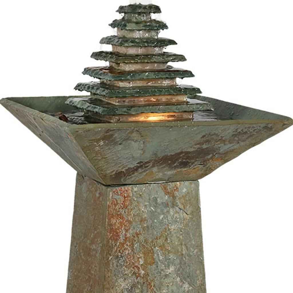 41" Gray Stone LED lights Garden Art