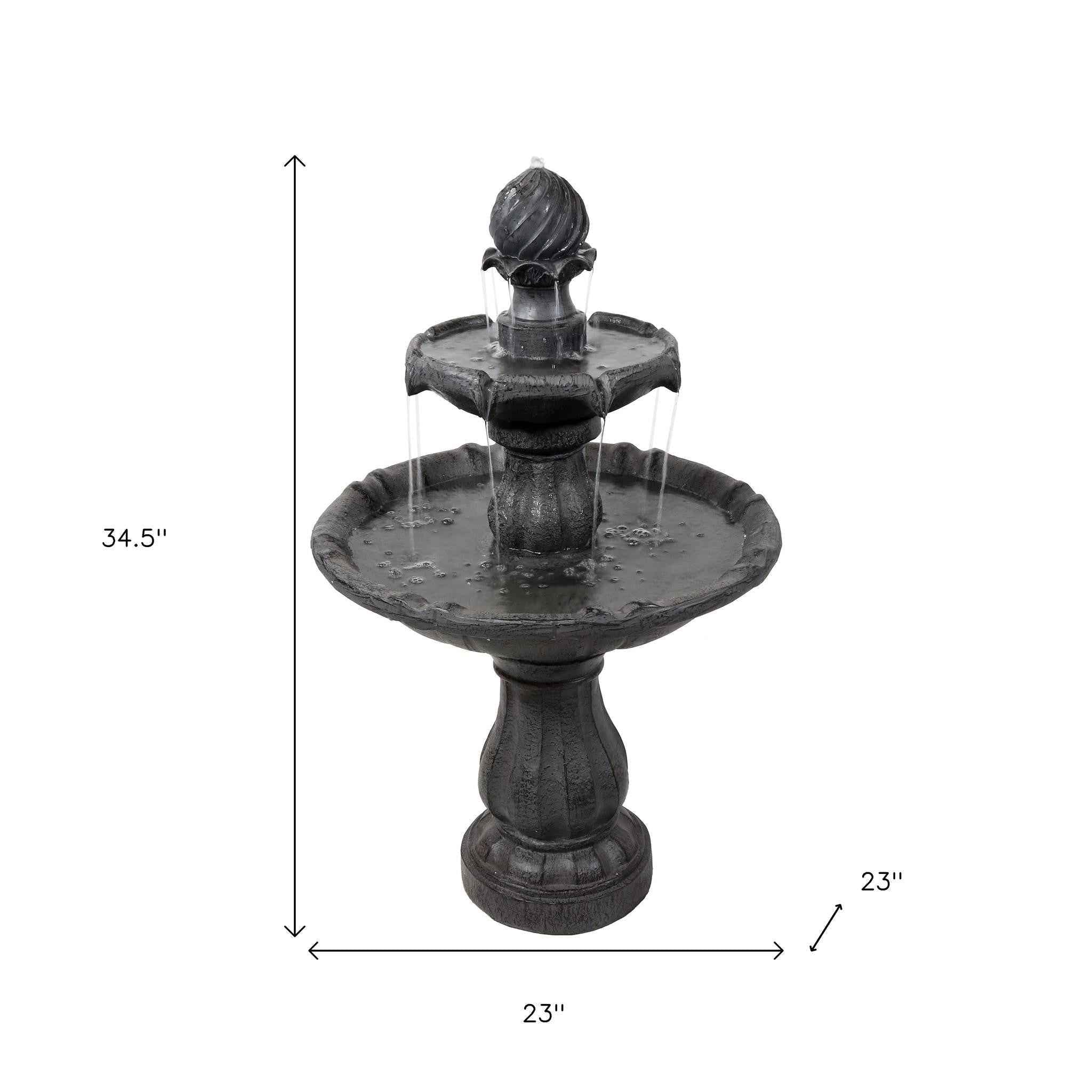 35" Black Polyresin Garden Art