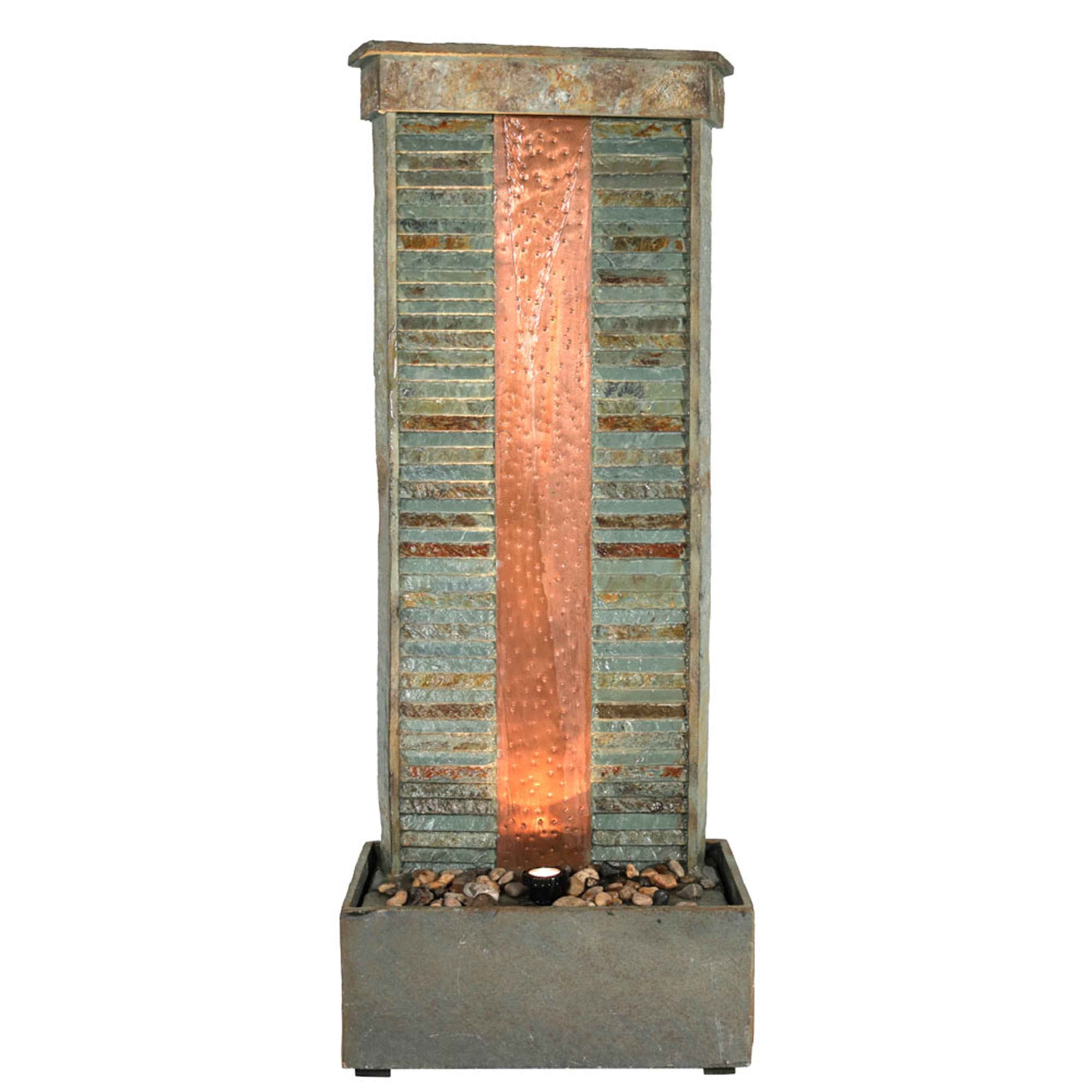 48" Gray Stone LED lights Garden Art