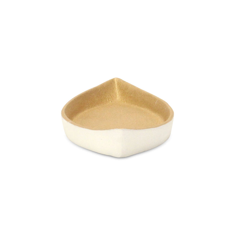 10" Gold And Off White Cast Iron Oval Boat Shaped Tray - Kitchen & Dining