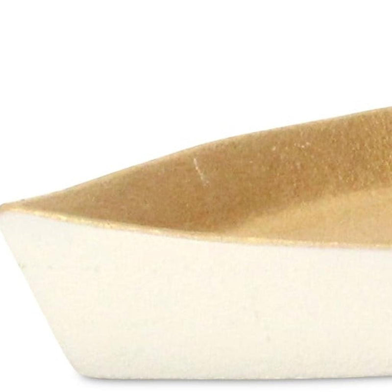 10" Gold And Off White Cast Iron Oval Boat Shaped Tray - Kitchen & Dining
