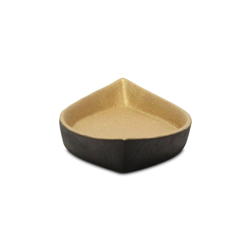 10" Black And Gold Cast Iron Oval Boat Shaped Tray - Kitchen & Dining