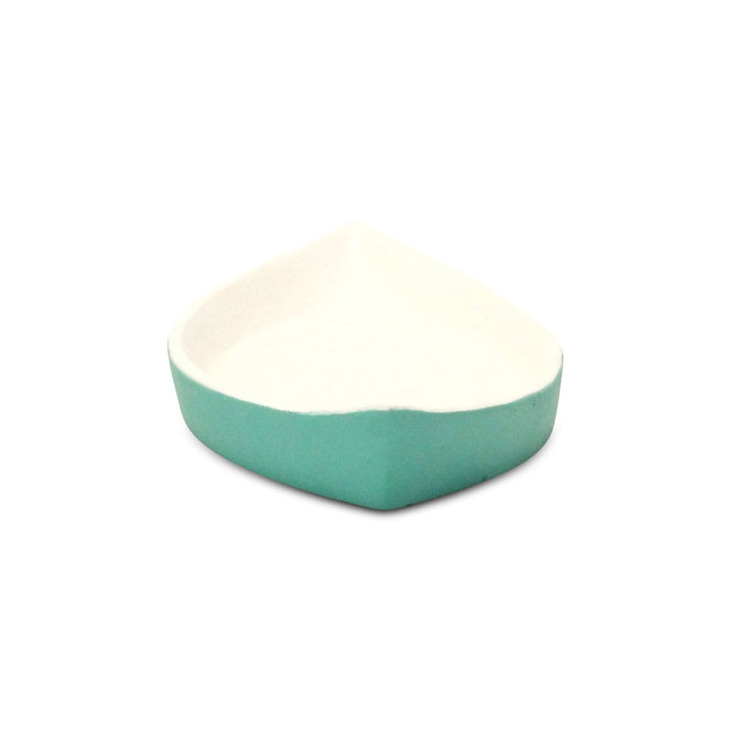 10" Aqua And White Cast Iron Oval Boat Shaped Tray - Kitchen & Dining