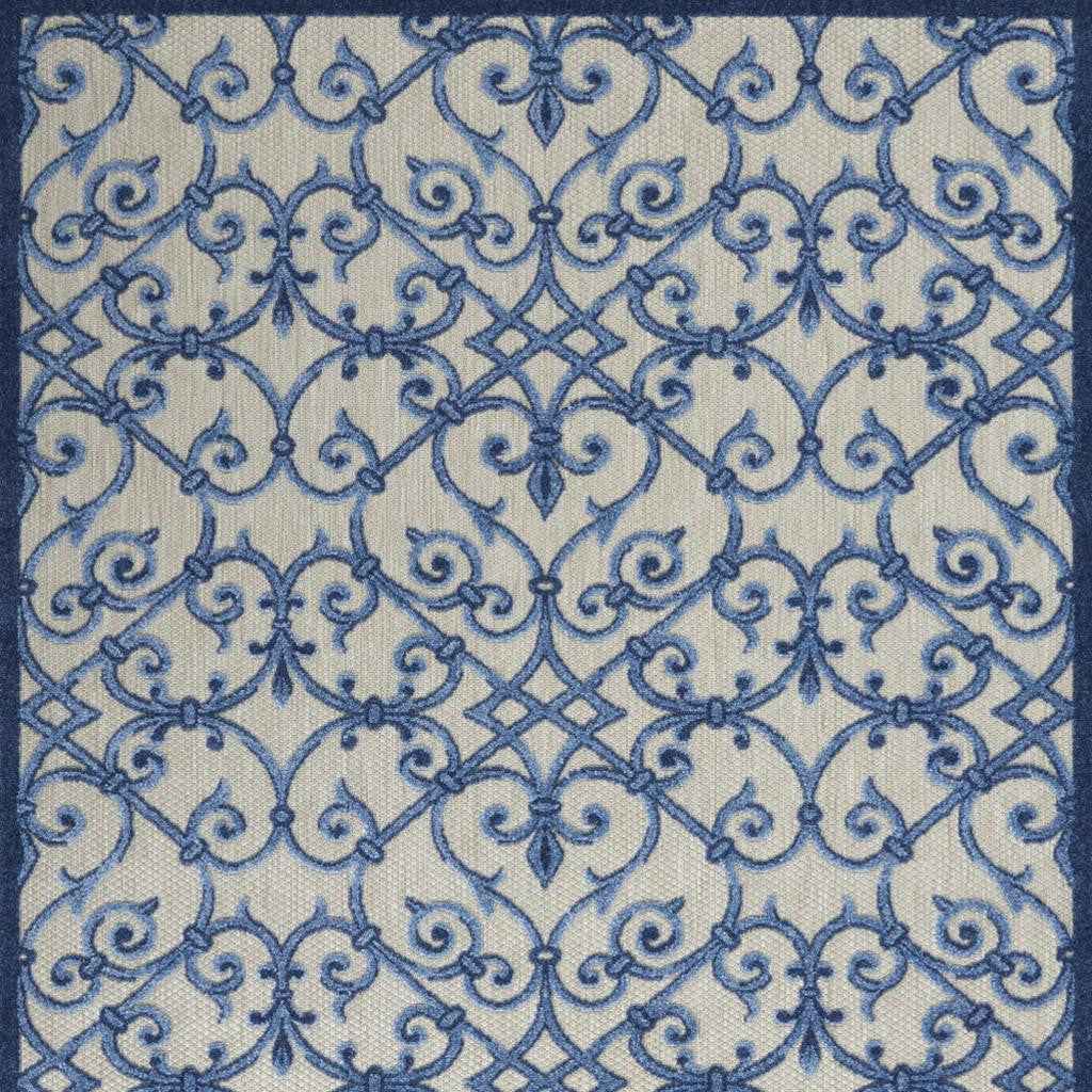 5' X 8' Blue And Gray Indoor Outdoor Area Rug