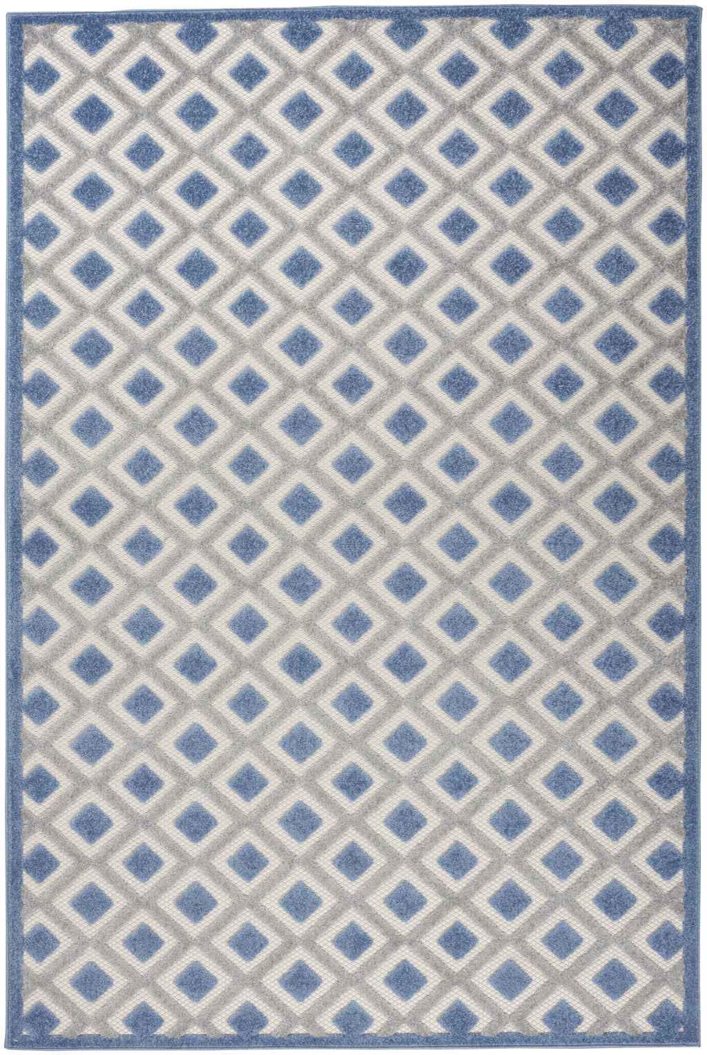 4' X 6' Blue And Gray Indoor Outdoor Area Rug