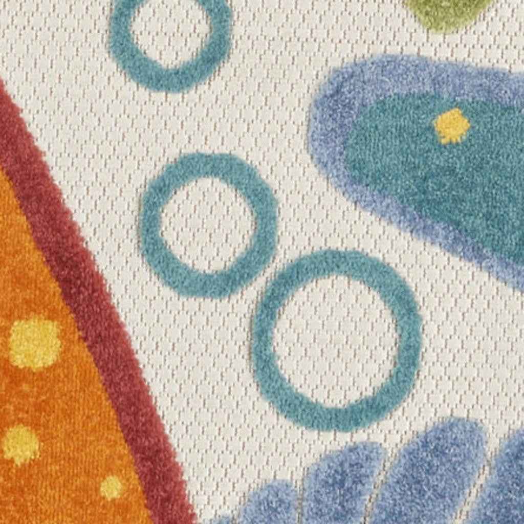 5' Yellow And Ivory Round Indoor Outdoor Area Rug