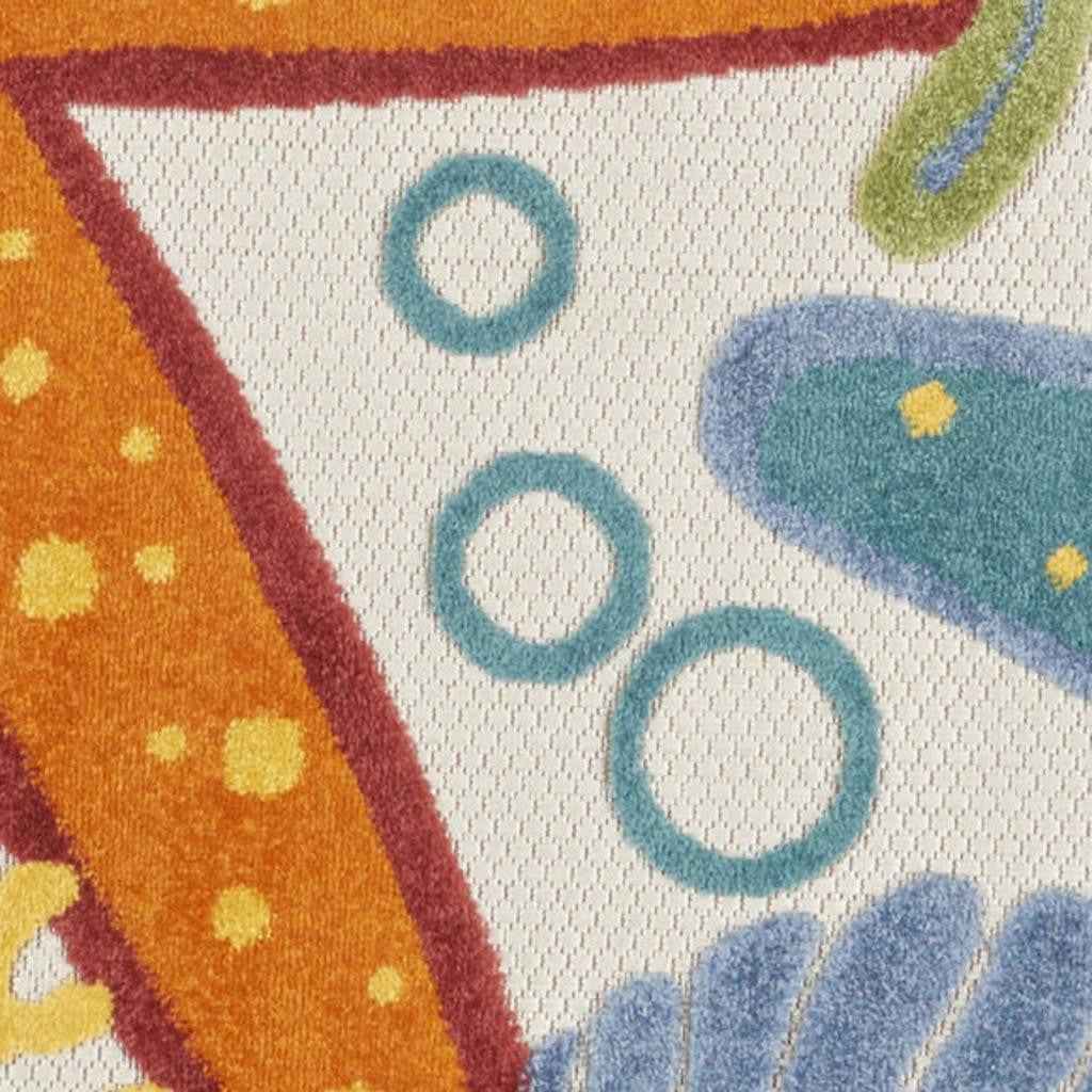 5' Yellow And Ivory Round Indoor Outdoor Area Rug