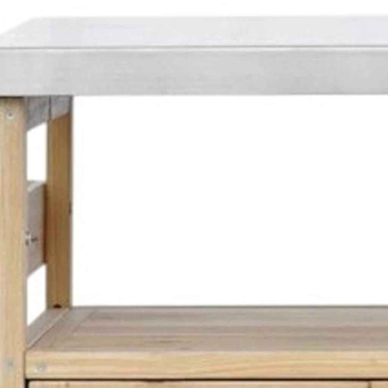 50" Natural Wood Rolling Kitchen Island With Storage