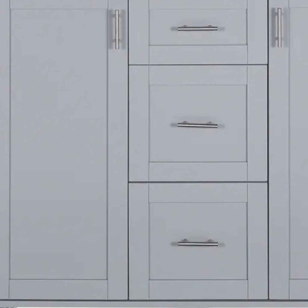 50" Gray Wood Rolling Kitchen Island