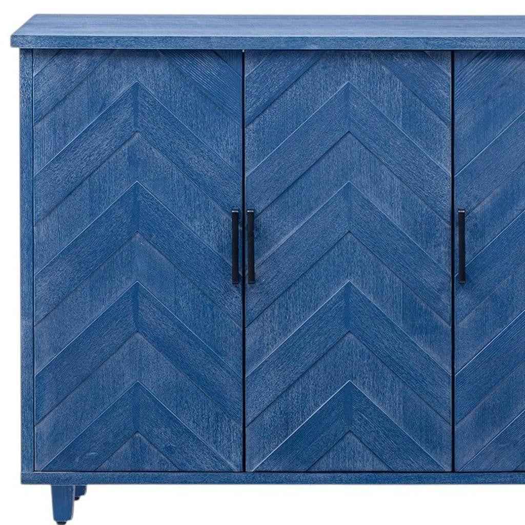 51" Blue Wood Rolling Kitchen Island
