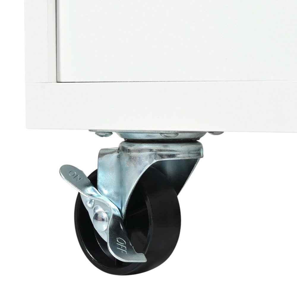 49" White Wood Rolling Kitchen Island With Storage